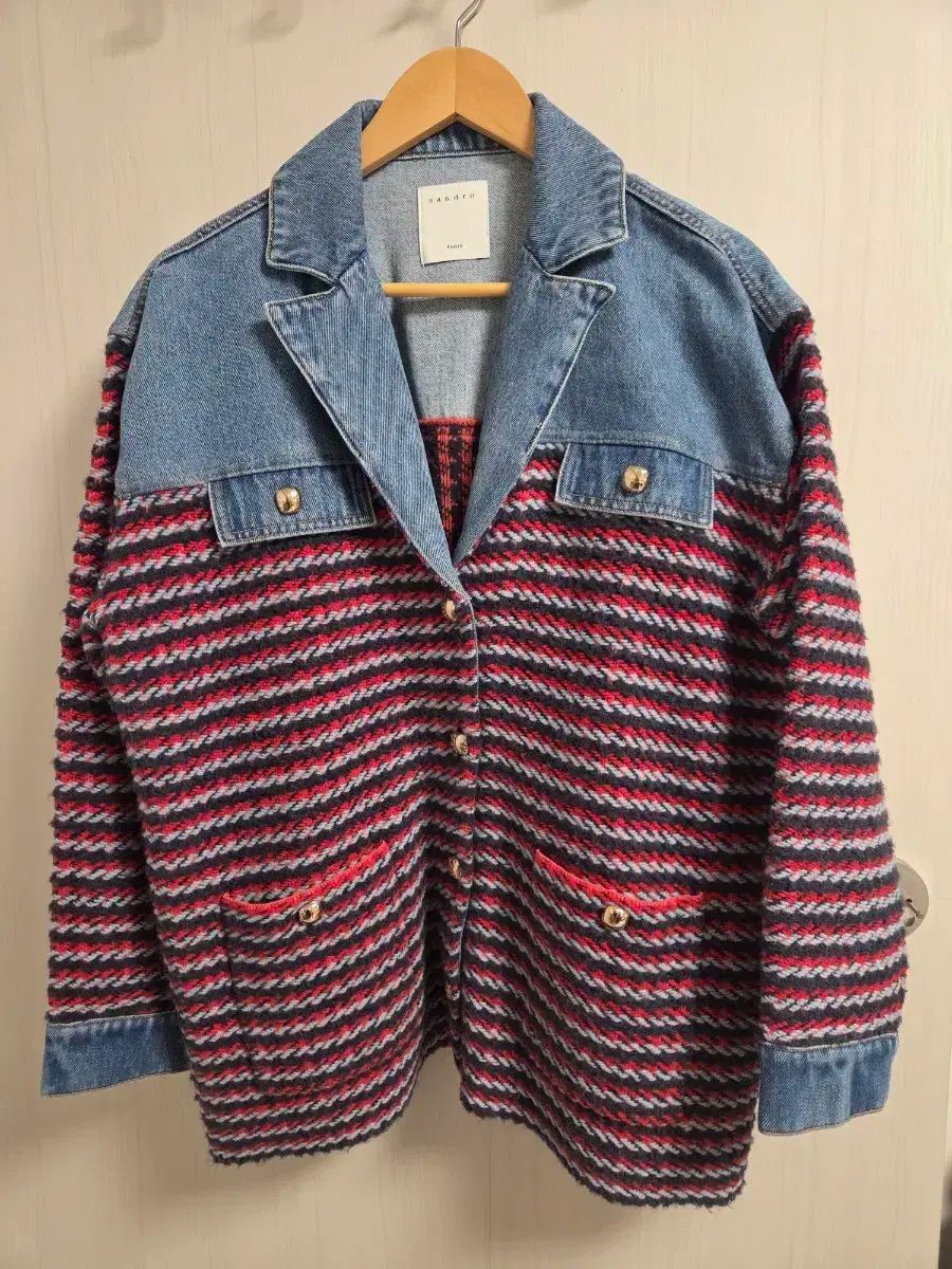 サンドロ デニム ニットジャケット