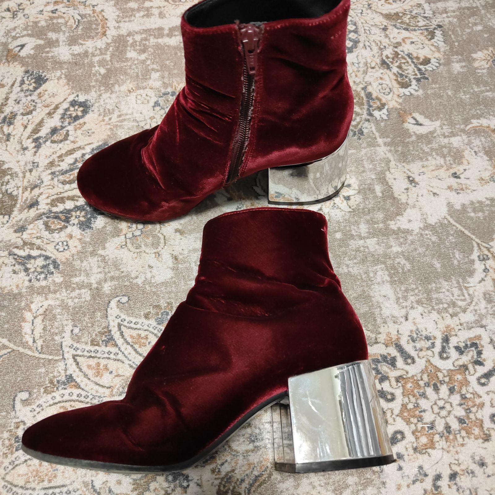 MM 6 Maison Margiela エムエム6 メゾンマルジェラ ベルベットアンクルブーツ ベロア ブーツ ブーティ サイドジップ 靴 37 ハーフ レディース