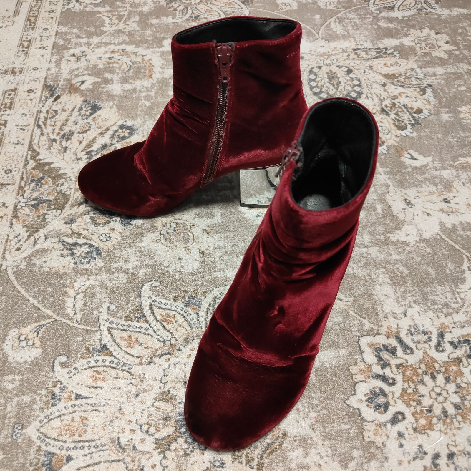 MM 6 Maison Margiela エムエム6 メゾンマルジェラ ベルベットアンクルブーツ ベロア ブーツ ブーティ サイドジップ 靴 37 ハーフ レディース