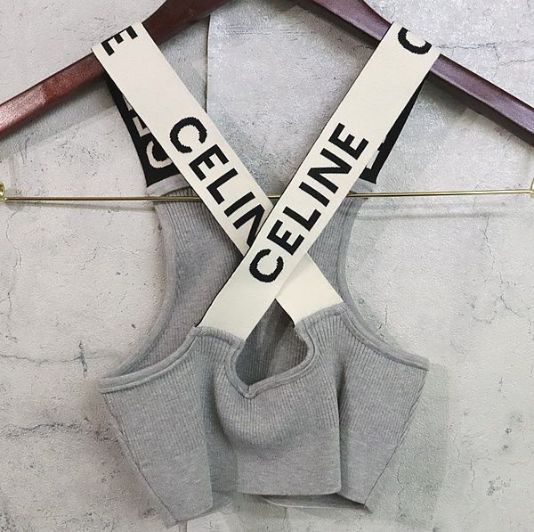  セリーヌ CELINE ロゴ クロスバック スポーツブラ グレー size XS 17583 その他 下着 アンダーウェア