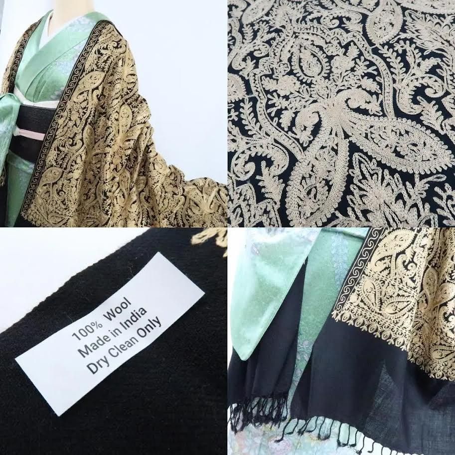  百華 ➁ 刺繍 更紗 カシミール ショール 着物 着物ショール 着物 浴衣