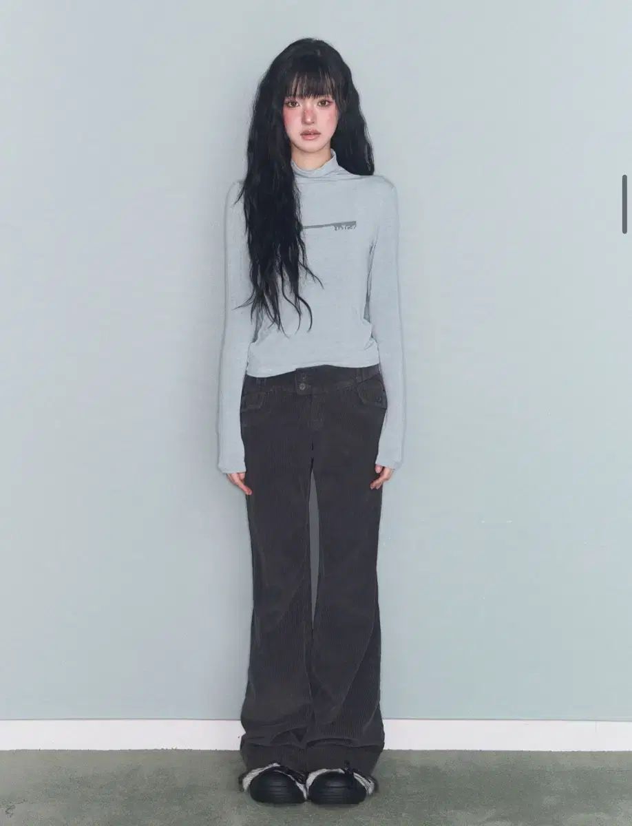  迷 Me イレ코 コーデュロイ ローライズ パンツ チノパン パンツ