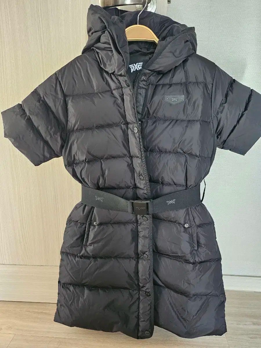 PXG レディース ベルト付き 半袖 ダウン ブラック