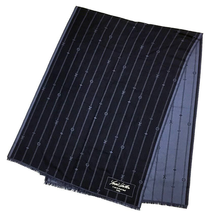 ルイヴィトン LOUIS VUITTON エトール モノグラム ストライプス M79092 ネイビー メンズ ストール aq11870