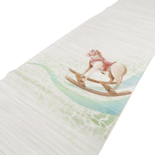  特選 袋帯 リサイクル 正絹 カジュアル 仕立て上がり お太鼓柄 木馬の図 玩具 裏葉柳色 きもの北條 A 1296-11 袋帯 帯