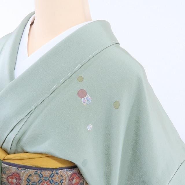 百華❀Y1872◇仕付け糸付 水玉 手縫い仕立て 正絹 訪問着 着物 単品