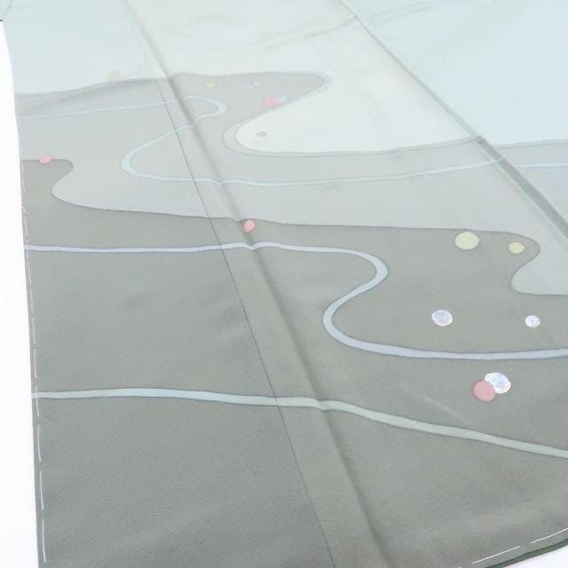 百華❀Y1872◇仕付け糸付 水玉 手縫い仕立て 正絹 訪問着 着物 単品