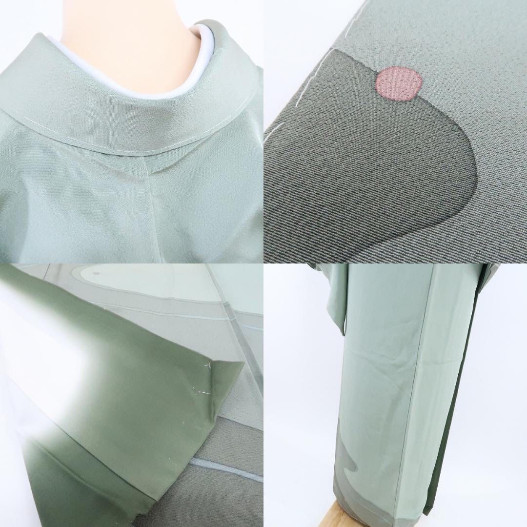 百華❀Y1872◇仕付け糸付 水玉 手縫い仕立て 正絹 訪問着 着物 単品