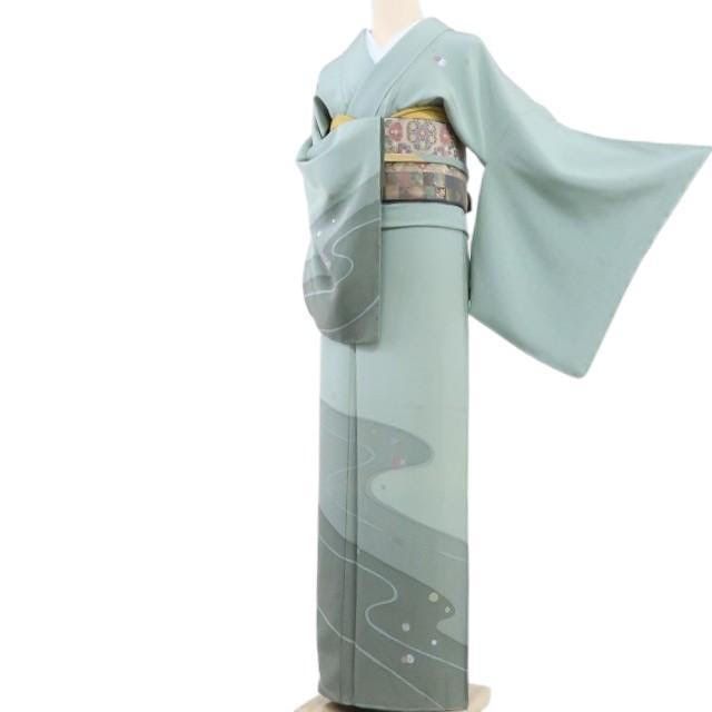 百華❀Y1872◇仕付け糸付 水玉 手縫い仕立て 正絹 訪問着 着物 単品