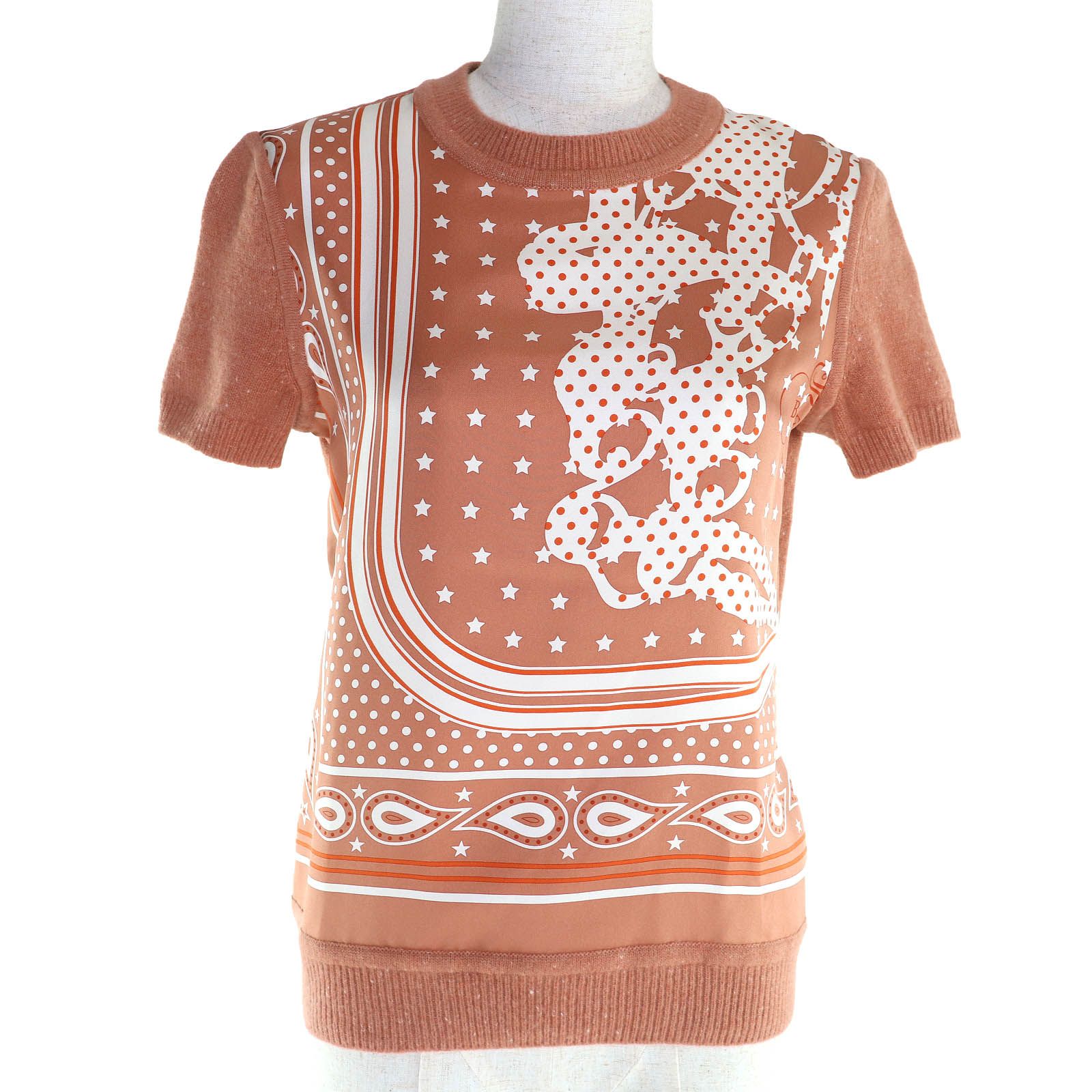 HERMES BRIDES DE GALA LOVE ツイルレーヌ 半袖ニット 未使用品△HERMES エルメス Brides de Gala ブリッド ドゥ ガラ シルク