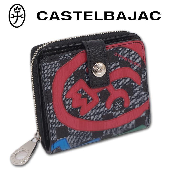 カステルバジャック CASTELBAJAC 牛革 二つ折り財布 ミニ財布 クラー レディース メンズ 男女兼用 ブラック 黒 本革 レザー コンパクト コンパクト キャッシュレス プレゼント ギフト クリスマス 無料ラッピング