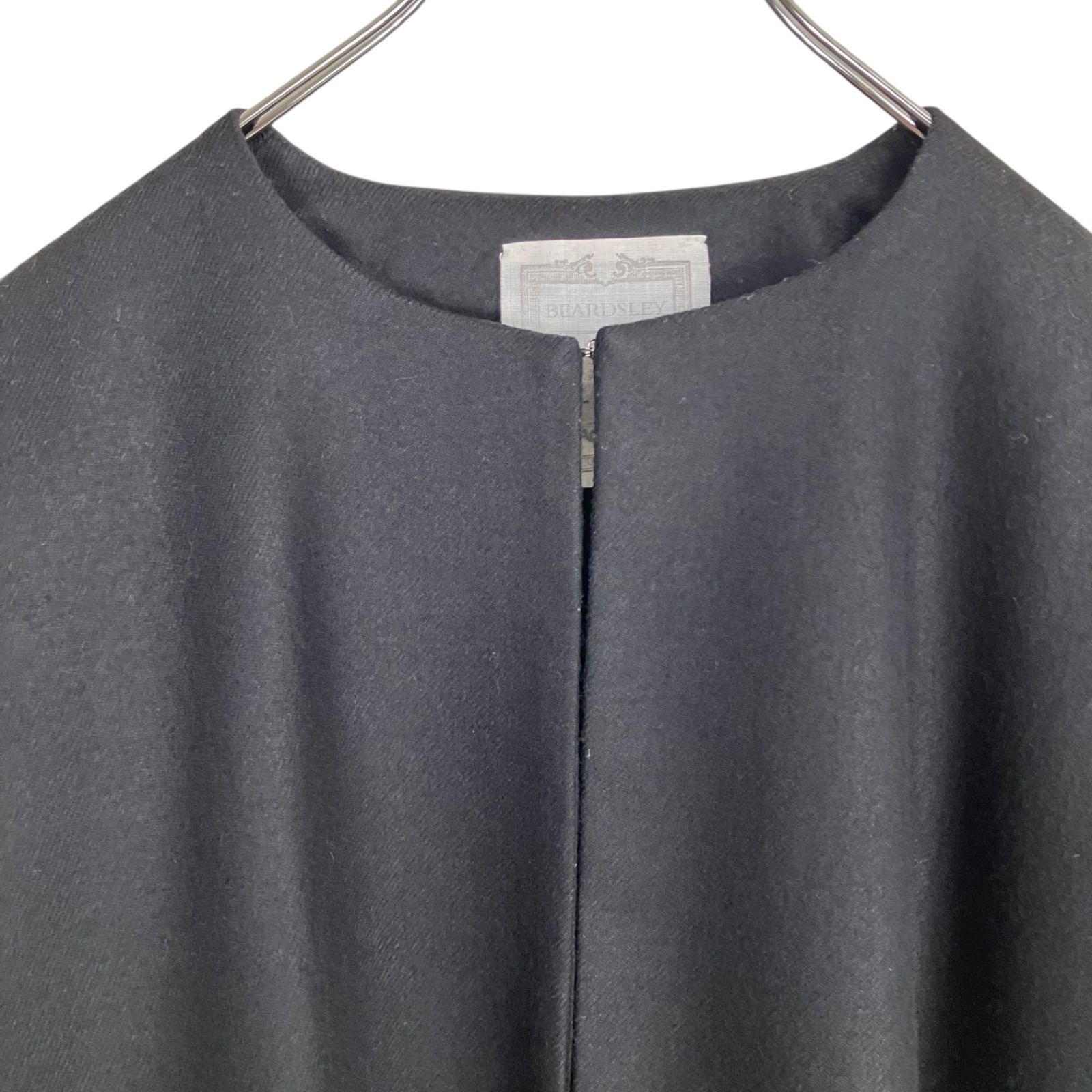 BEARDSLEY ウール 袖ニットブルゾン F ブラック 黒 ビアズリー