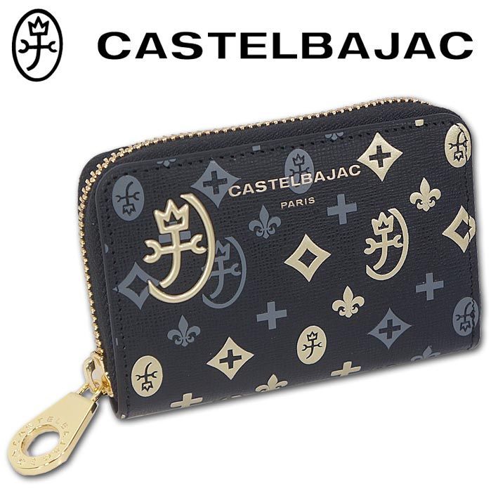 カステルバジャック CASTELBAJAC 牛革 コインケース ミニ財布 マドレーヌ レディース メンズ 男女兼用 ブラック×ゴールド 本革 レザー コンパクト コンパクト キャッシュレス 小銭入れ キーケース プレゼント ギフト 無料ラッピング