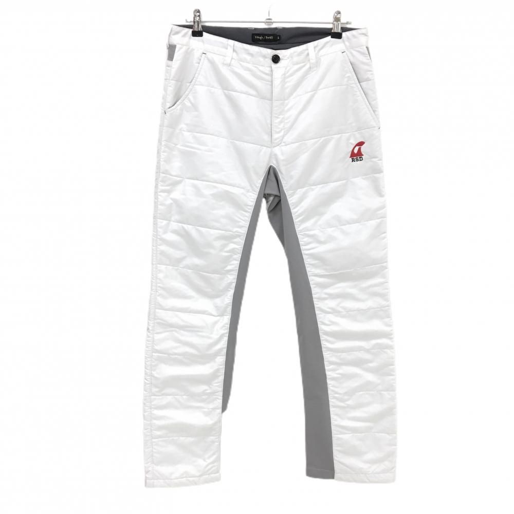 ラフアンドスウェル 異素材中綿パンツ 白×グレー サイド切替 蓄熱裏地 RSD メンズ L ゴルフウェア rough&swell