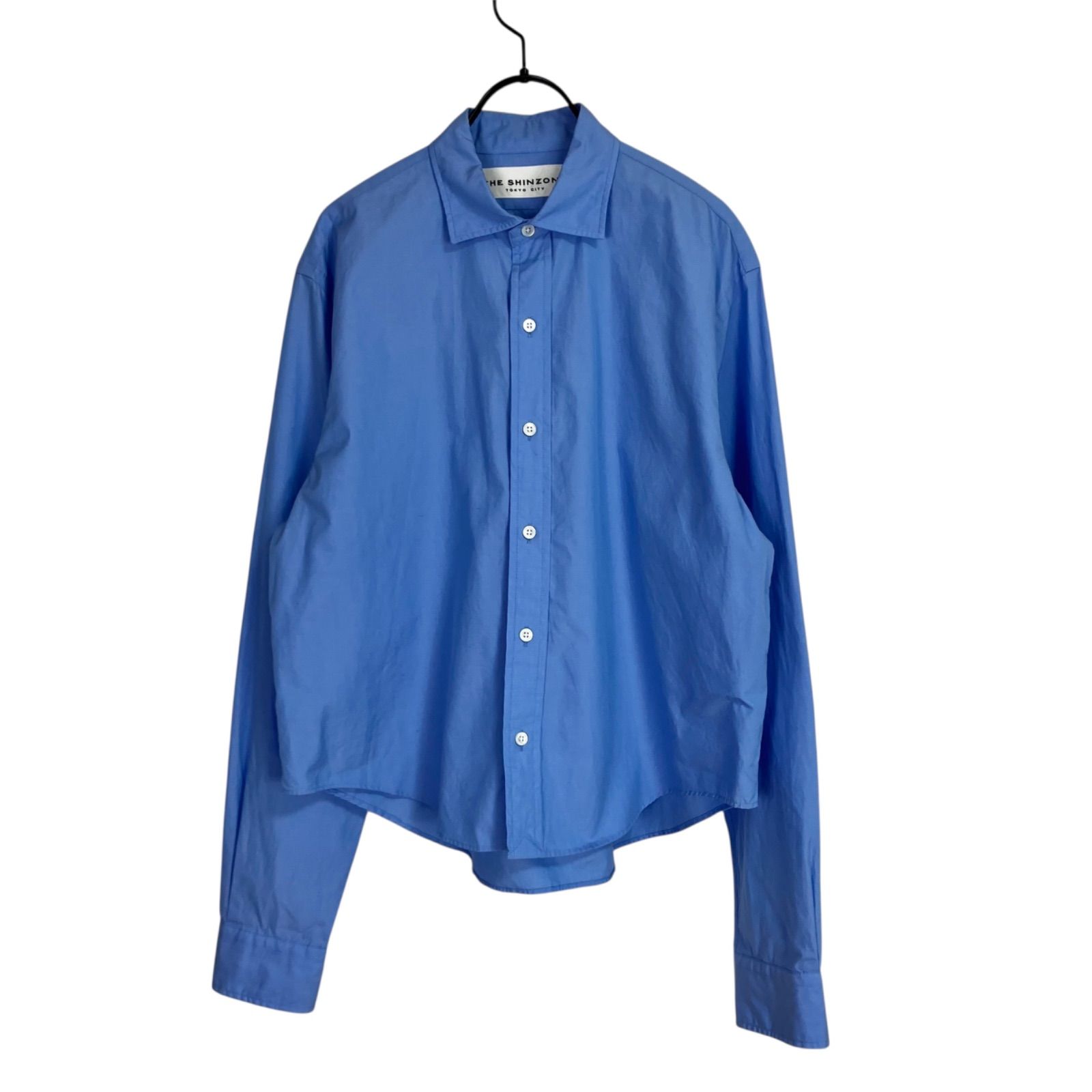 THE SHINZONE 2025SS SHORT PECK SHIRT F0 ブルー 青 シンゾーン コットン ショートペックシャツ 長袖 クロップド ショート丈 25SMSBL12