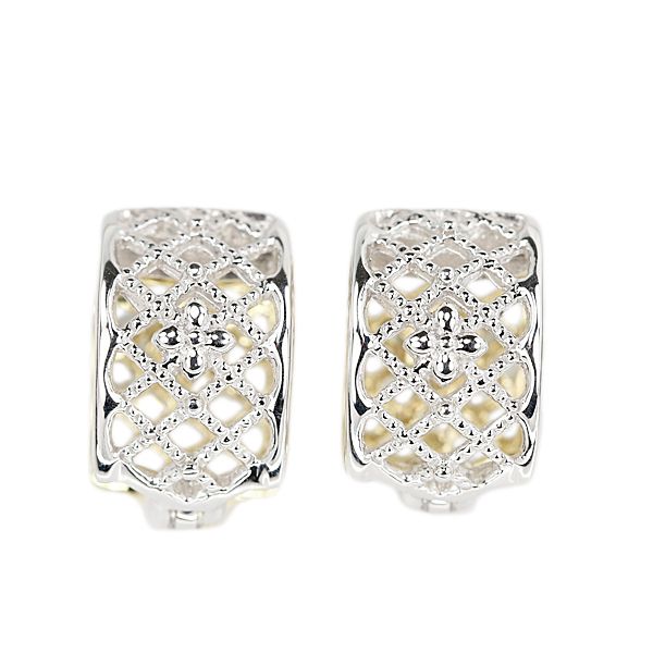 イヤリング K 14イエローゴールド 14ホワイトゴールド ピアリング 透かし レース リバーシブル チェック 花 フラワー 植物 ボタニカル 地金のみ 石なし 宝正 903387