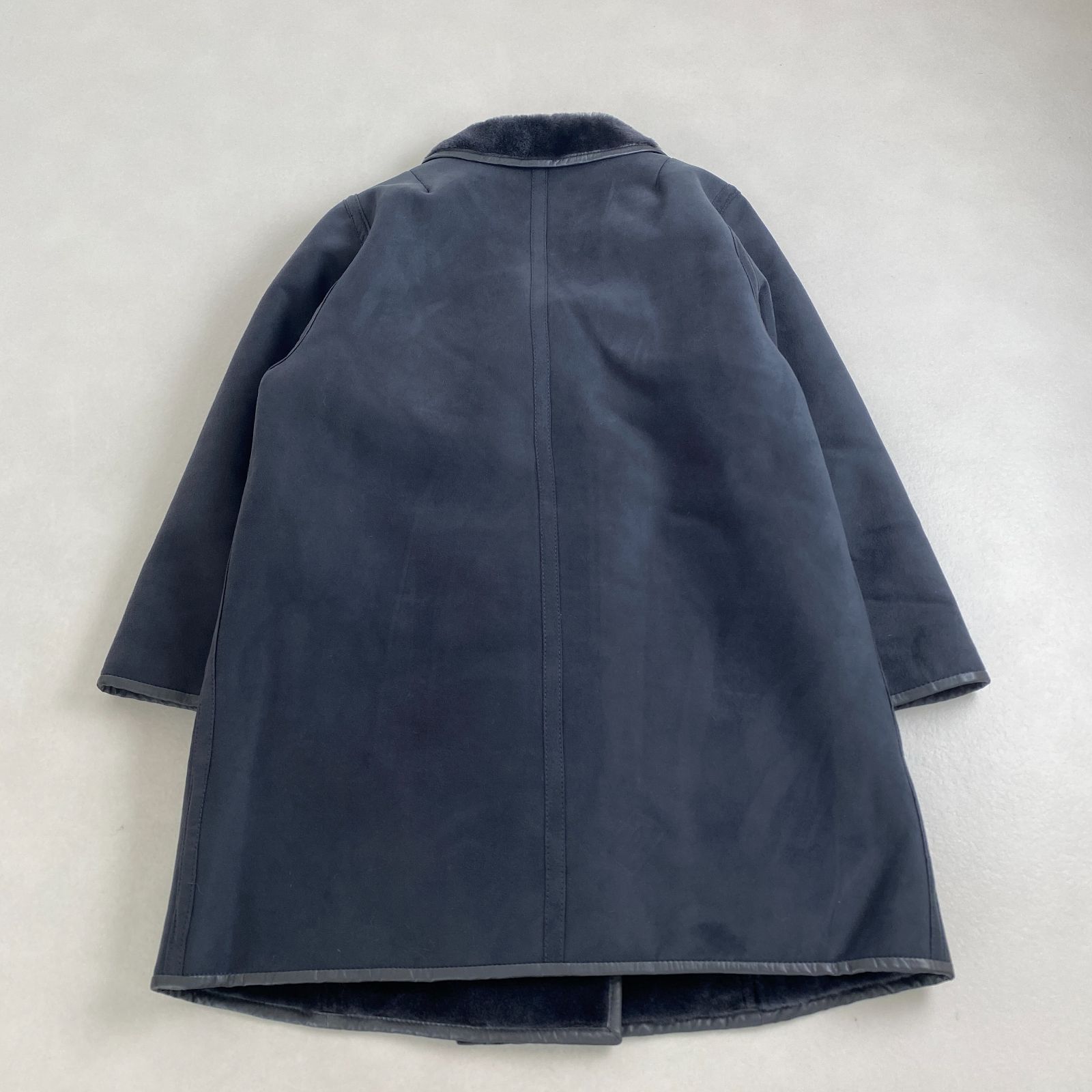 毛皮コート ムートンコート 上質 ネイビー パープル ラムレザー 9号 M L相当