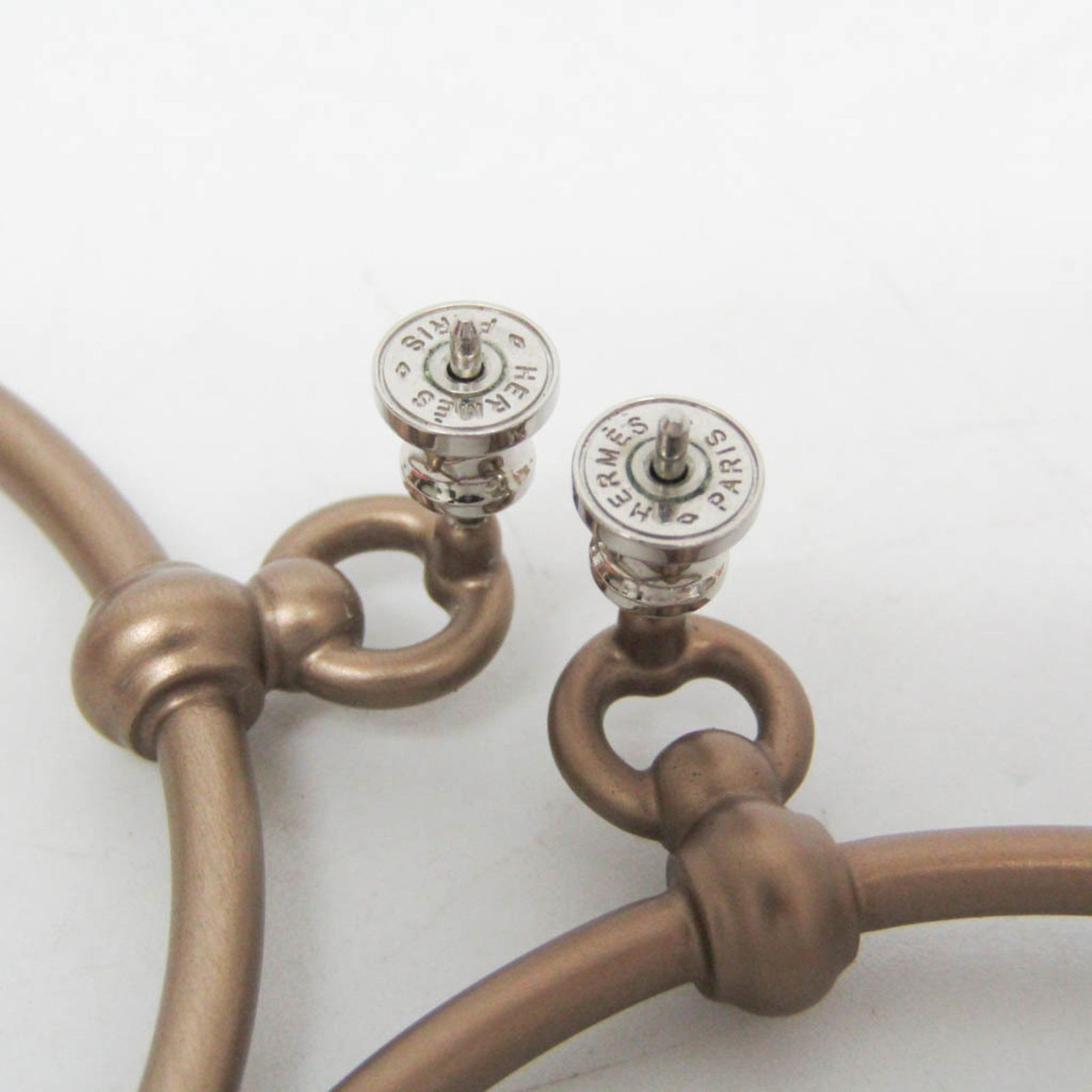  エルメス Hermes ループ GM レザー メタル リングピアス ブラウン ピアス(両耳用) アクセサリー