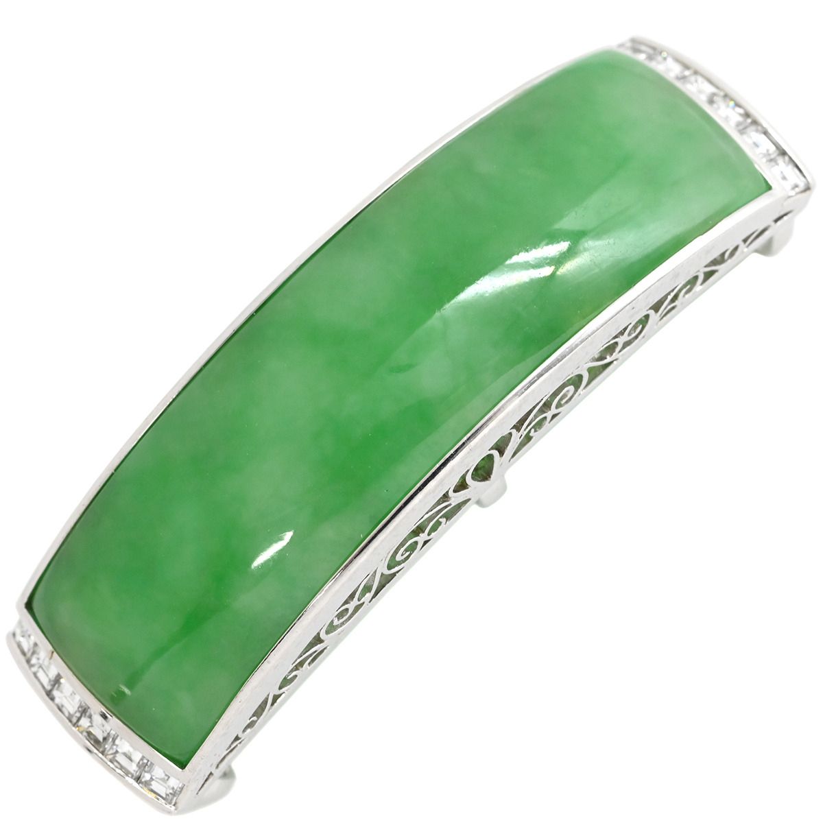 帯どめ 帯留め 翡翠 Pt900 ヒスイ ダイヤモンド ホワイトゴールド 緑 ひすい グリーン ダイヤ プラチナム