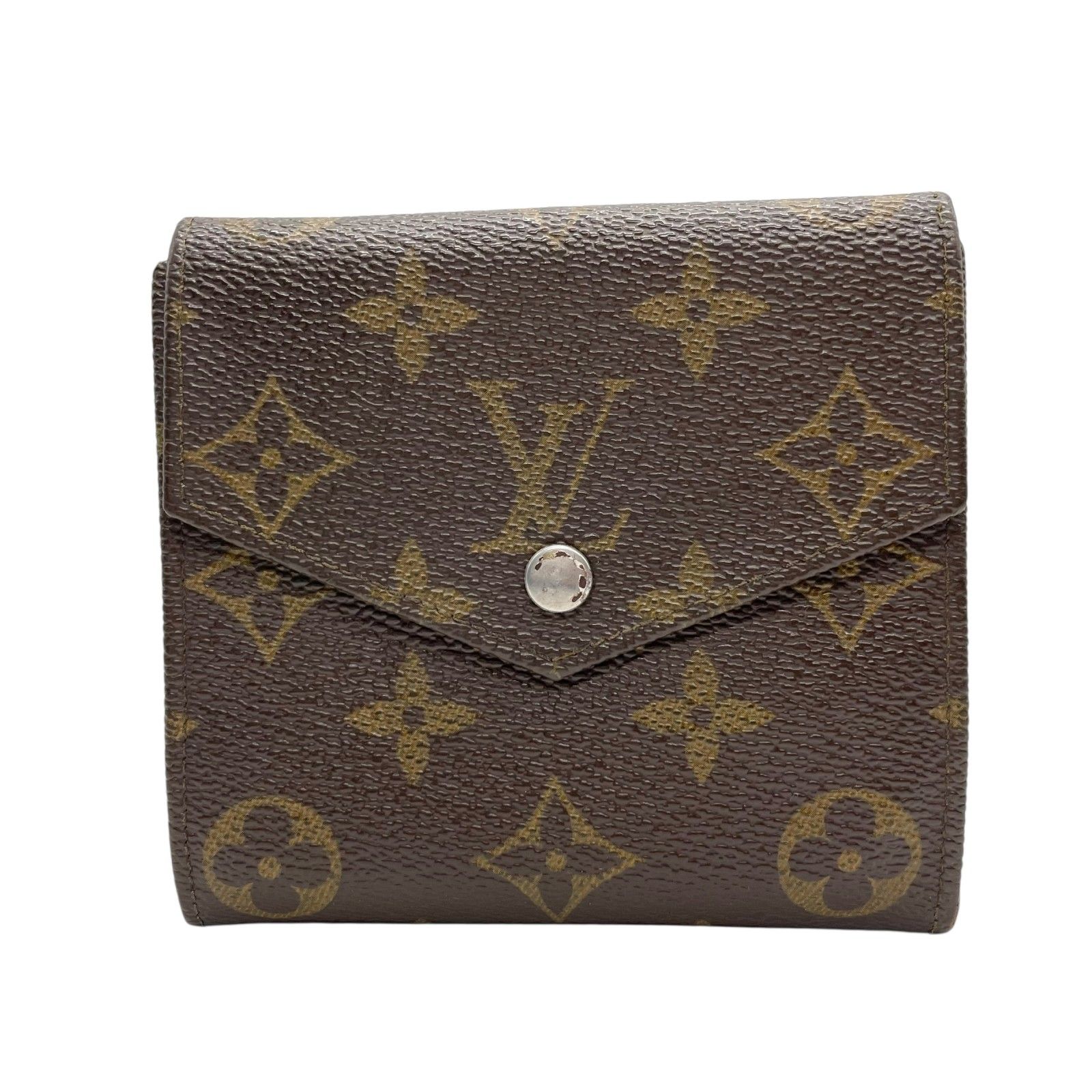 LOUIS VUITTON ルイヴィトン 三つ折り財布 ポルトモネビエ モノグラム M 61660 Wホック ブラウン PVC レザー 4