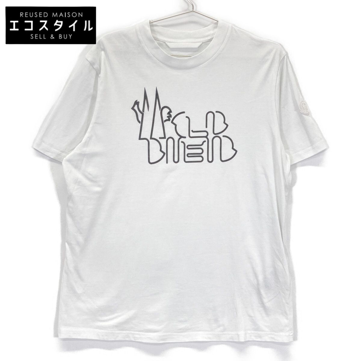 MONCLER モンクレール K10918C00055 ホワイト CURVED LOGO S S Tシャツ M
