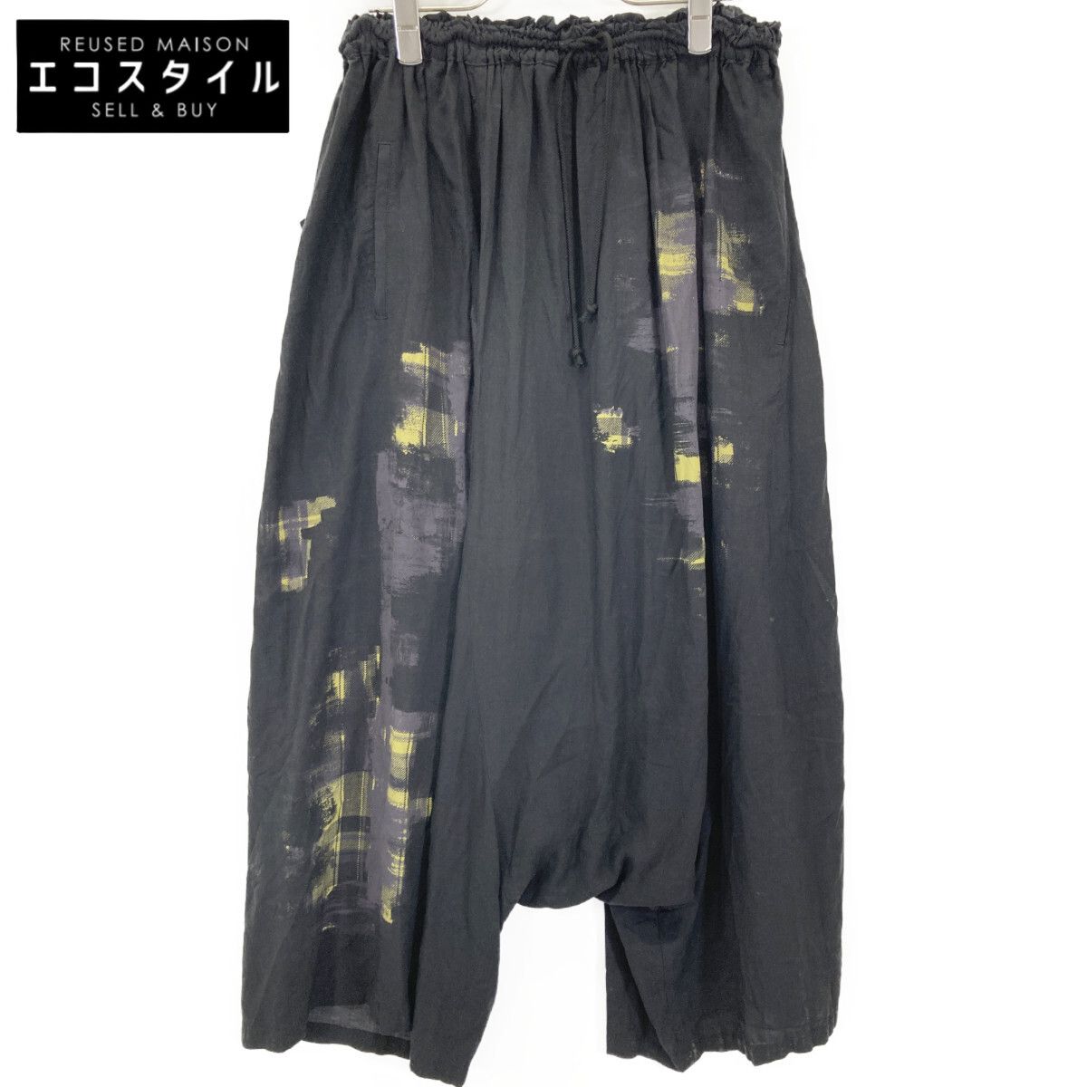 Y s ワイズ YZ-P11-213 ブラック WITH SHIRRING DETAILS サルエルパンツ 1