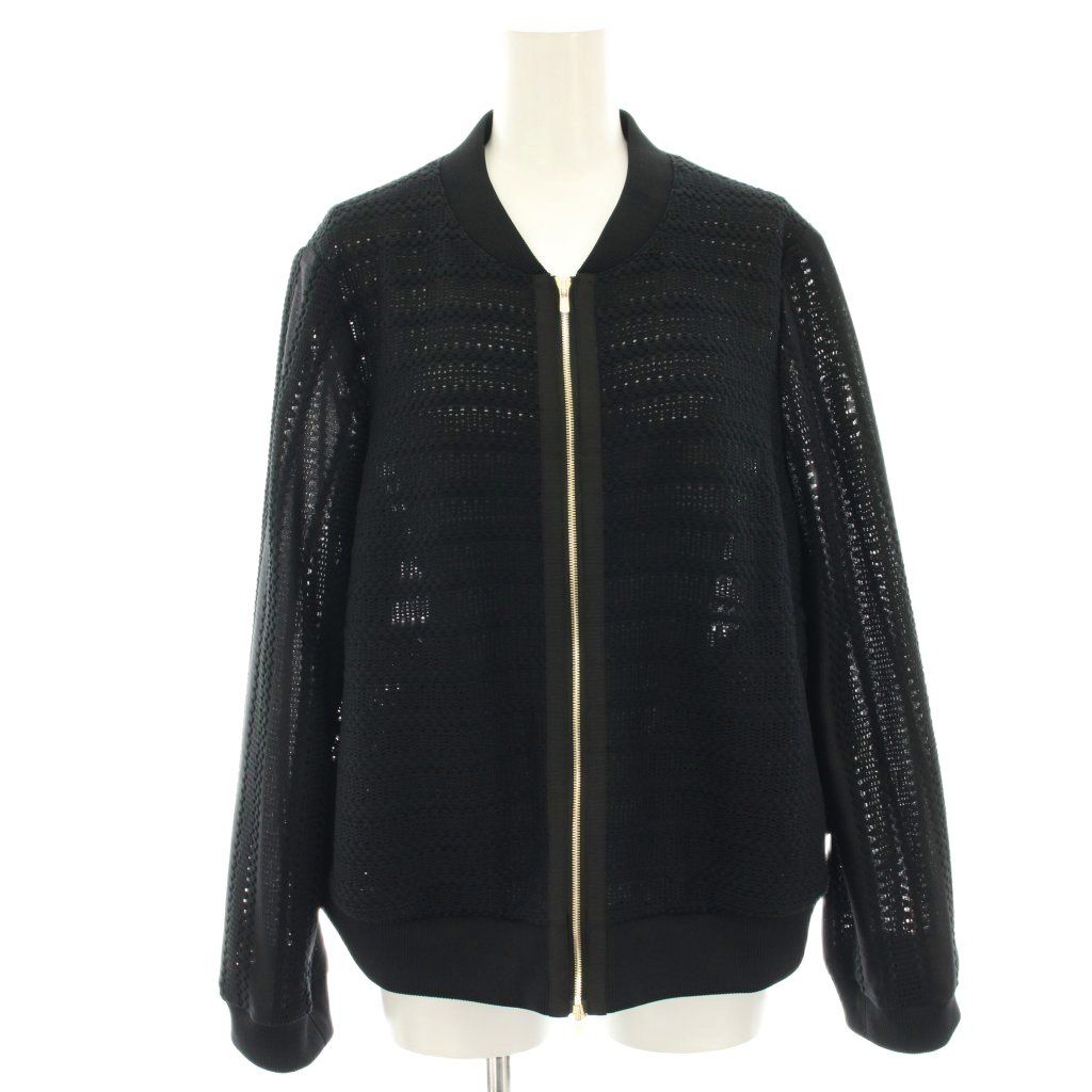 【中古】レリアン Leilian レースブルゾン ジャケット ニット ジップアップ シアー 13+ 黒 ブラック SA-1000586 /HN レリアン Leilian レースブルゾン ジャケット ニット ジップアップ