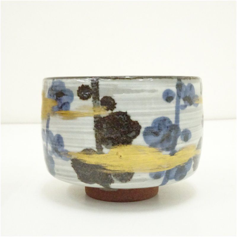 吉祥造 乾山写金彩梅之図茶碗（共箱） 茶道 抹茶 おしゃれ 抹茶茶碗