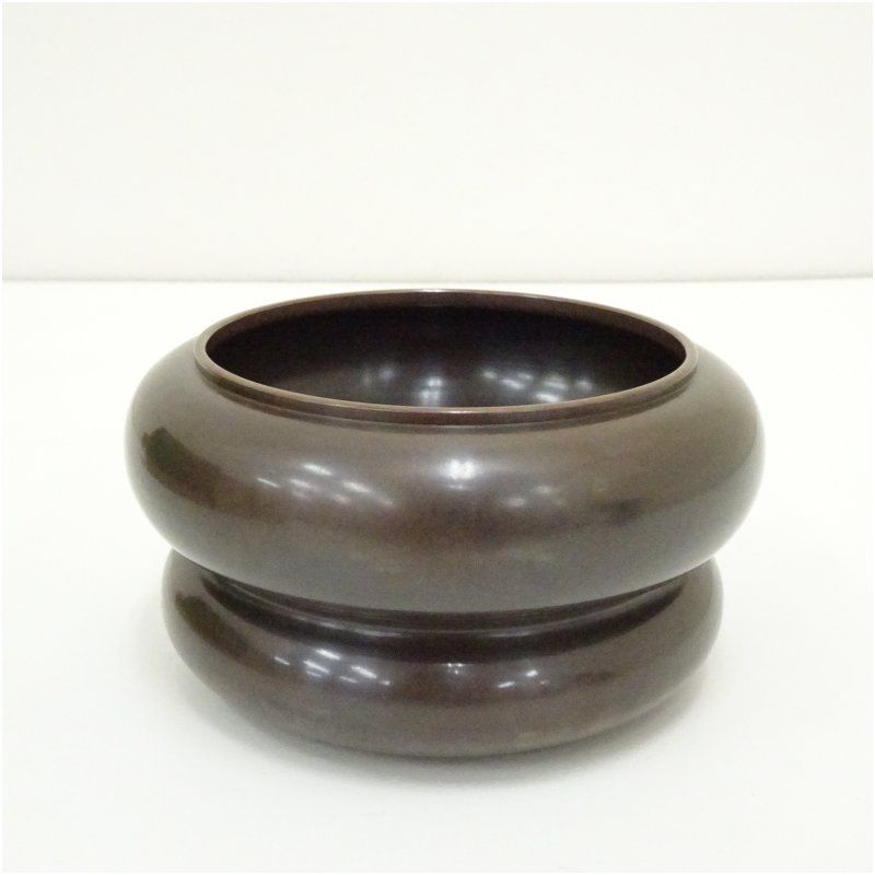 唐銅風炉師 黒瀬宗康造 砂張銅瓢箪建水（共箱） 茶道具 茶道 おしゃれ