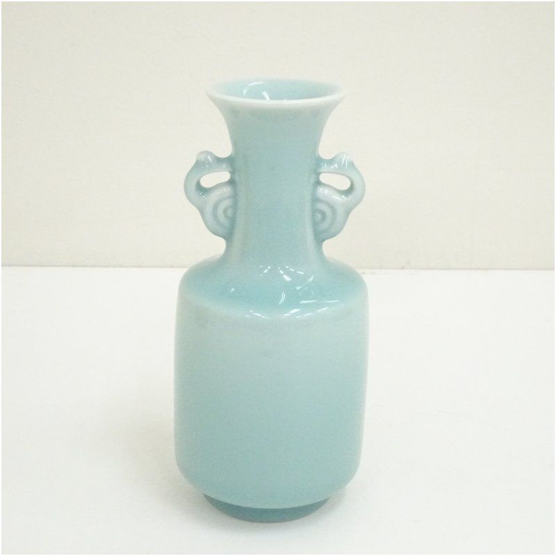 小笠原長春造 青磁花瓶（共箱） 花器 おしゃれ かわいい アンティーク