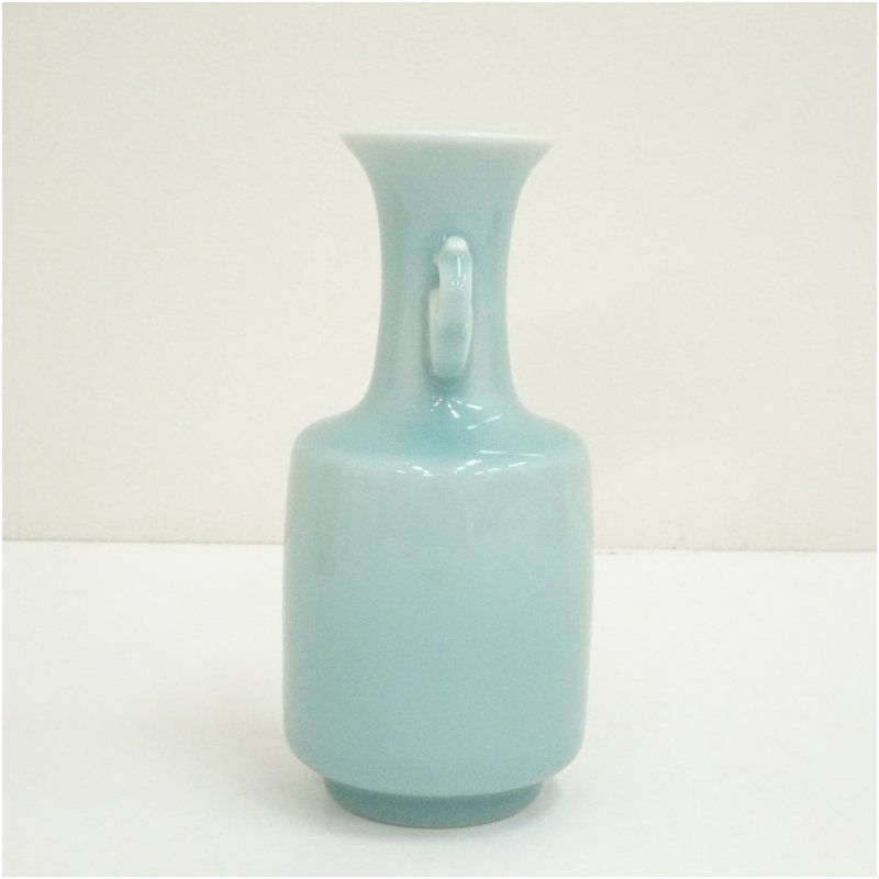 小笠原長春造 青磁花瓶（共箱） 花器 おしゃれ かわいい アンティーク