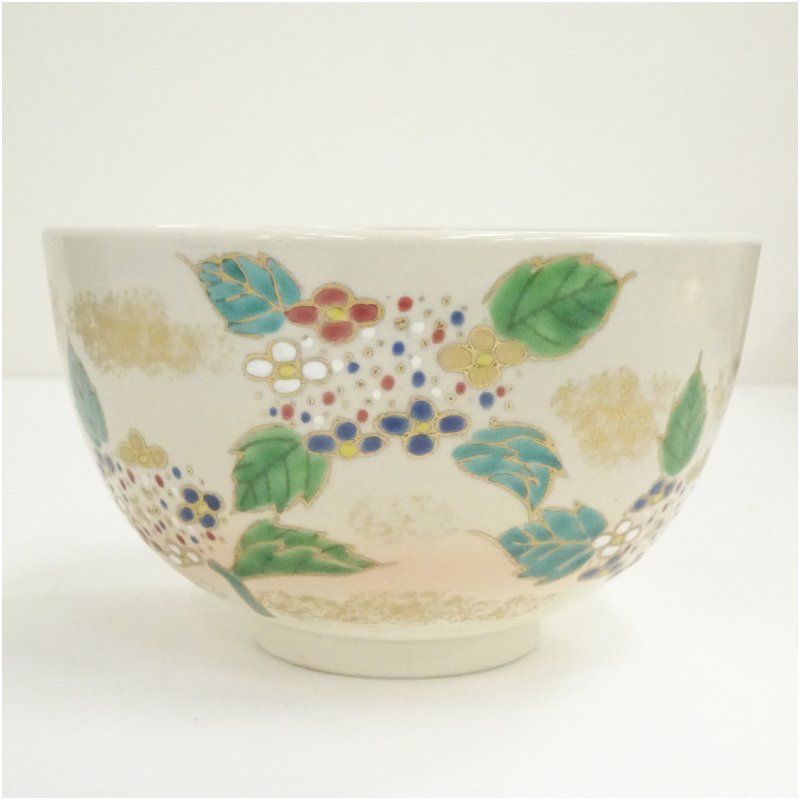 茶道　茶碗　色絵　京焼 紫陽花茶碗 茶道 茶碗 色絵 京焼 紫陽花茶碗 茶道茶碗色絵京焼紫陽花茶碗