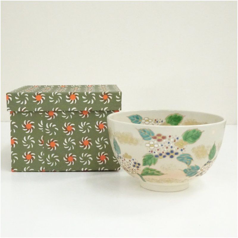 茶道　茶碗　色絵　京焼 紫陽花茶碗 茶道 茶碗 色絵 京焼 紫陽花茶碗 茶道茶碗色絵京焼紫陽花茶碗