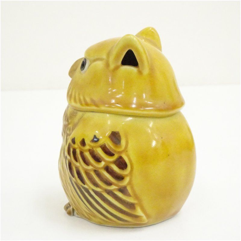 九谷焼香炉　木田弘之 九谷焼 木田弘之造 色釉梟香炉（共箱） 香道具 お香 おしゃれ かわいい