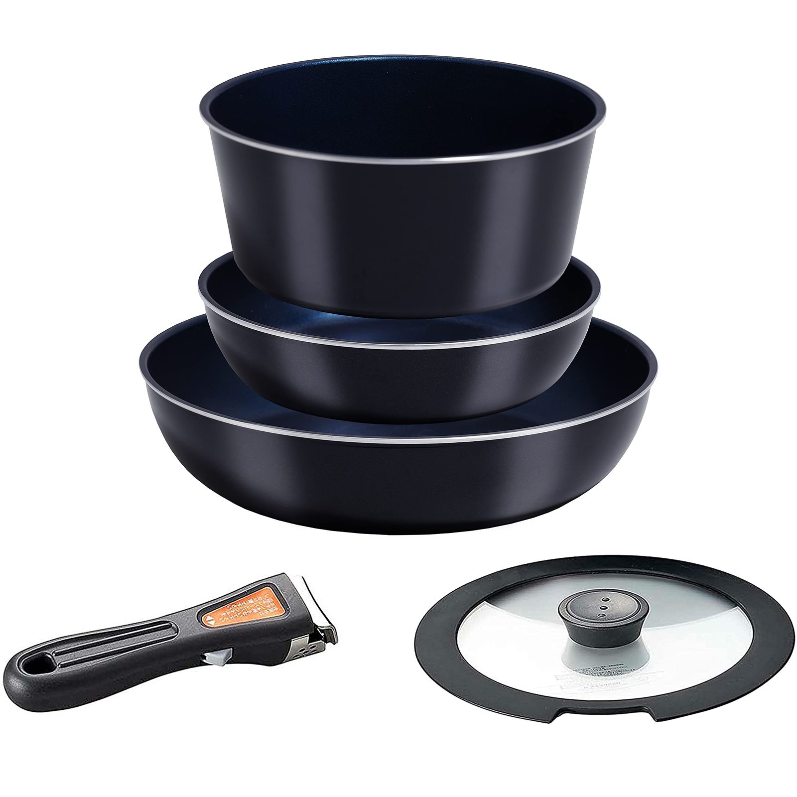 パール金属 フライパン 鍋 5点 セット IH対応 ブラック ダイヤモンドコート 取っ手の取れる セット5 HB 3976 フライパン鍋5点セット