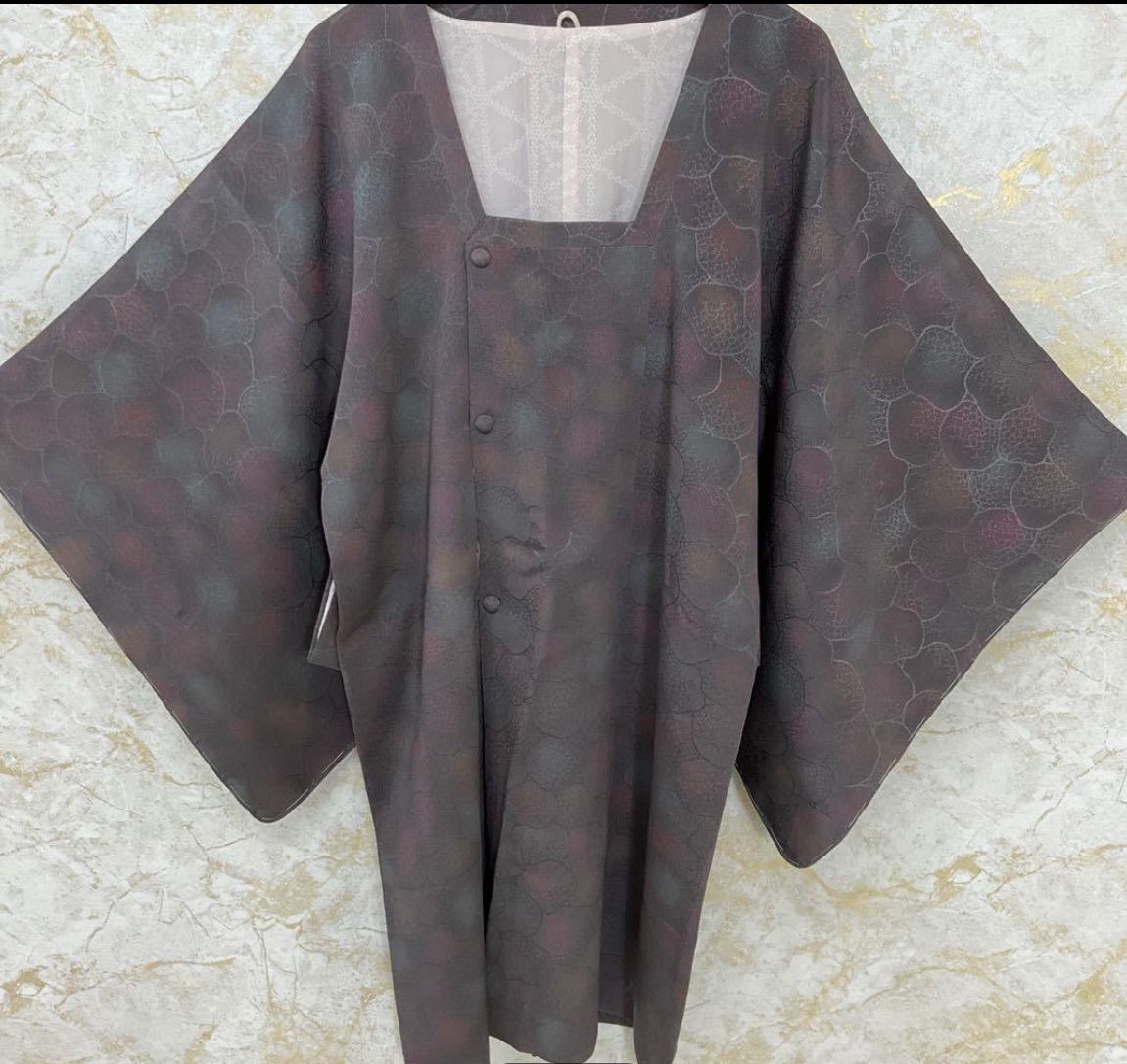 kimono one kimonoarisa 厳選 同然 美しい道行コート 正絹 仕付け糸付き ロング 裄64 5丈94