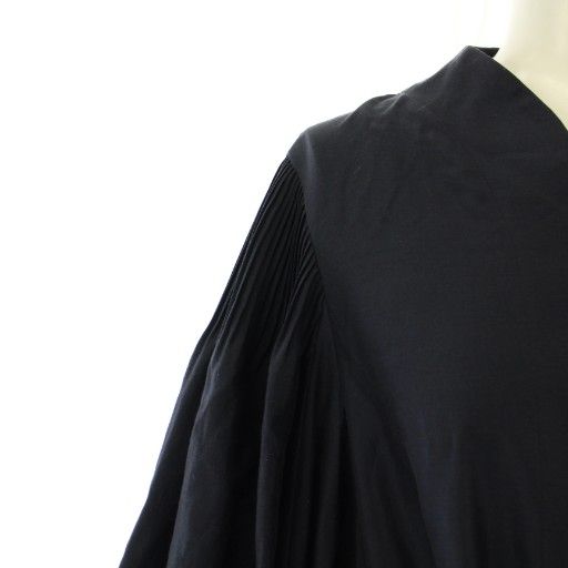 【中古】マメクロゴウチ シルクコットンパフスリーブワンピース マキシ ロング シャツ 長袖 スキッパー ベルト 2 紺 マメクロゴウチ Mame Kurogouchi Silk Cotton Puff Sleeve Dress