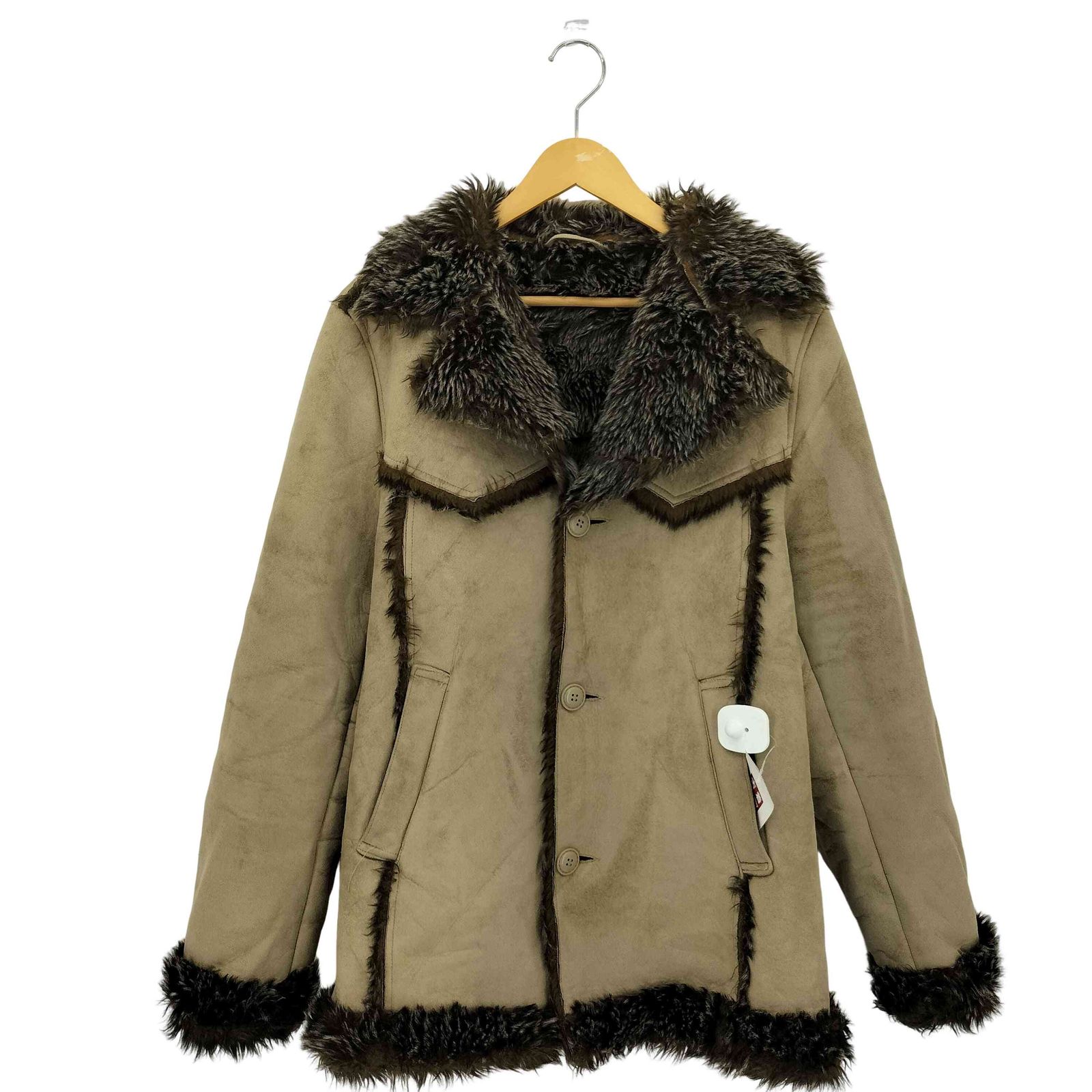 ユーズドフルギ 古着 フェイクファー シェイプデザイン ムートンコート Y2K VKEI JAPANESE LABEL レディース XL