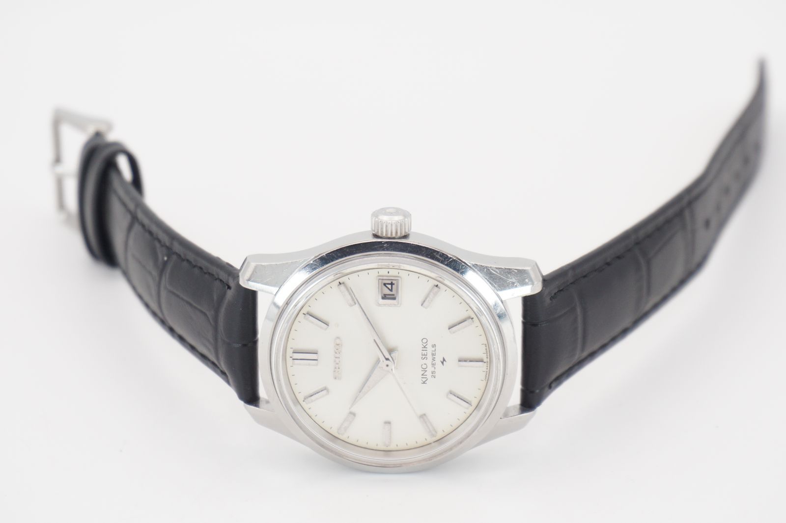  SEIKO キングセイコー 4402 8000 手巻き 25石 ヴィンテージ シルバー文字盤 風防 ストラップ 稼働品 メンズ腕時計 手巻き時計 腕時計(アナログ)