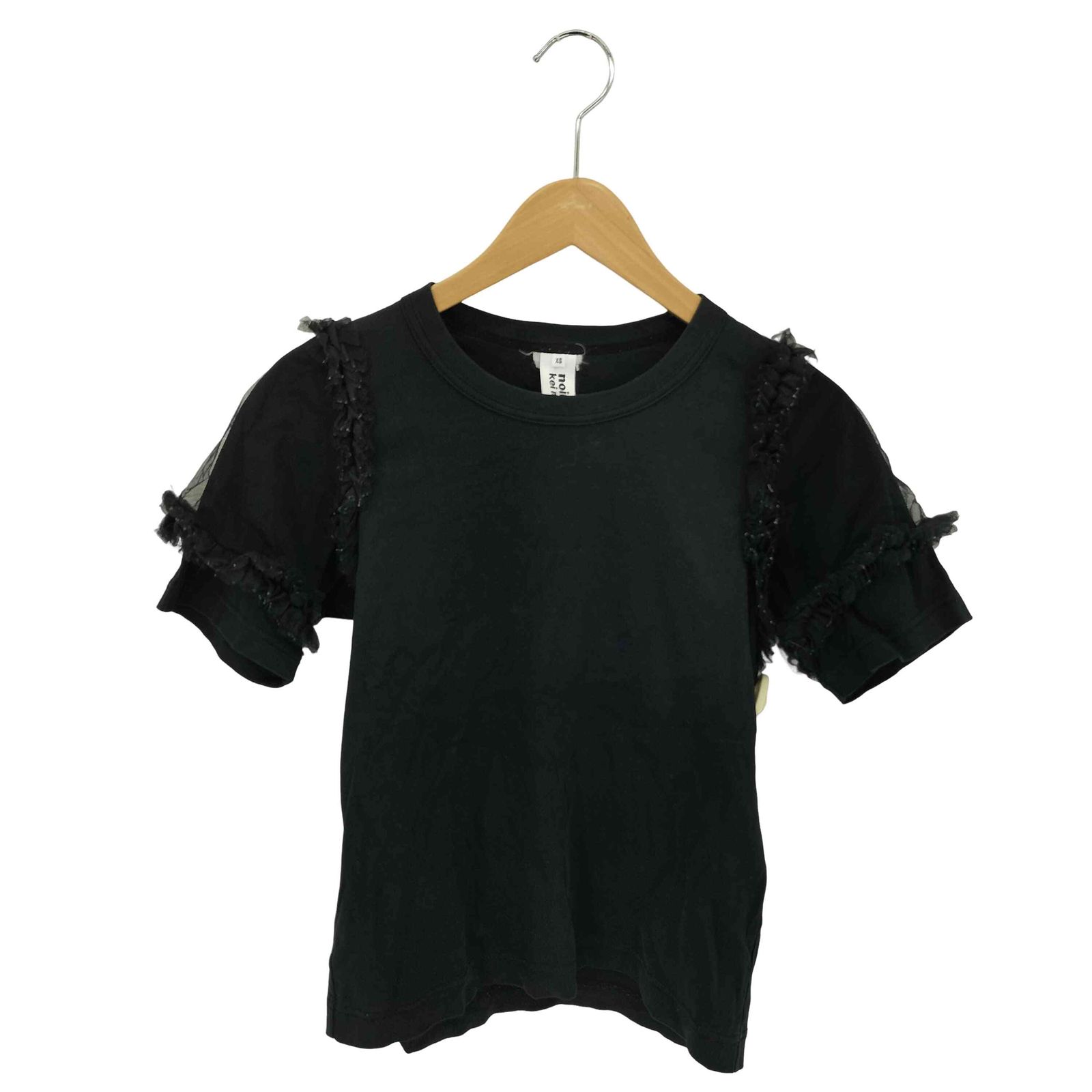 ノワールケイニノミヤ noir kei ninomiya 21SS Ruffle Sleeve T-Shirt ショルダーレードッキング フリルデザイン 半袖Tシャツ カットソー レディース XS