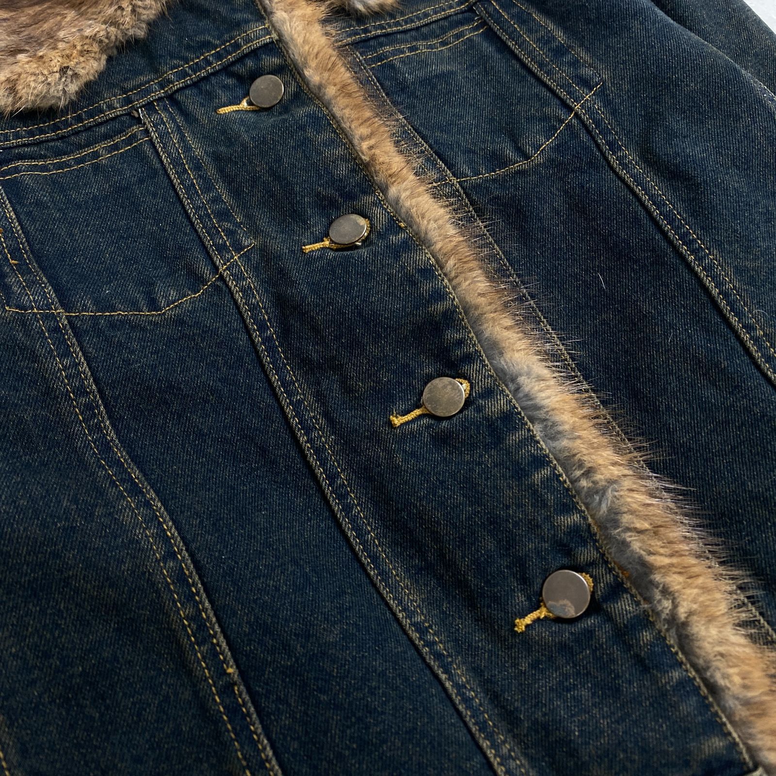 極美品✨エムズグレイシー 襟ファー リボン デニムジャケット 濃紺