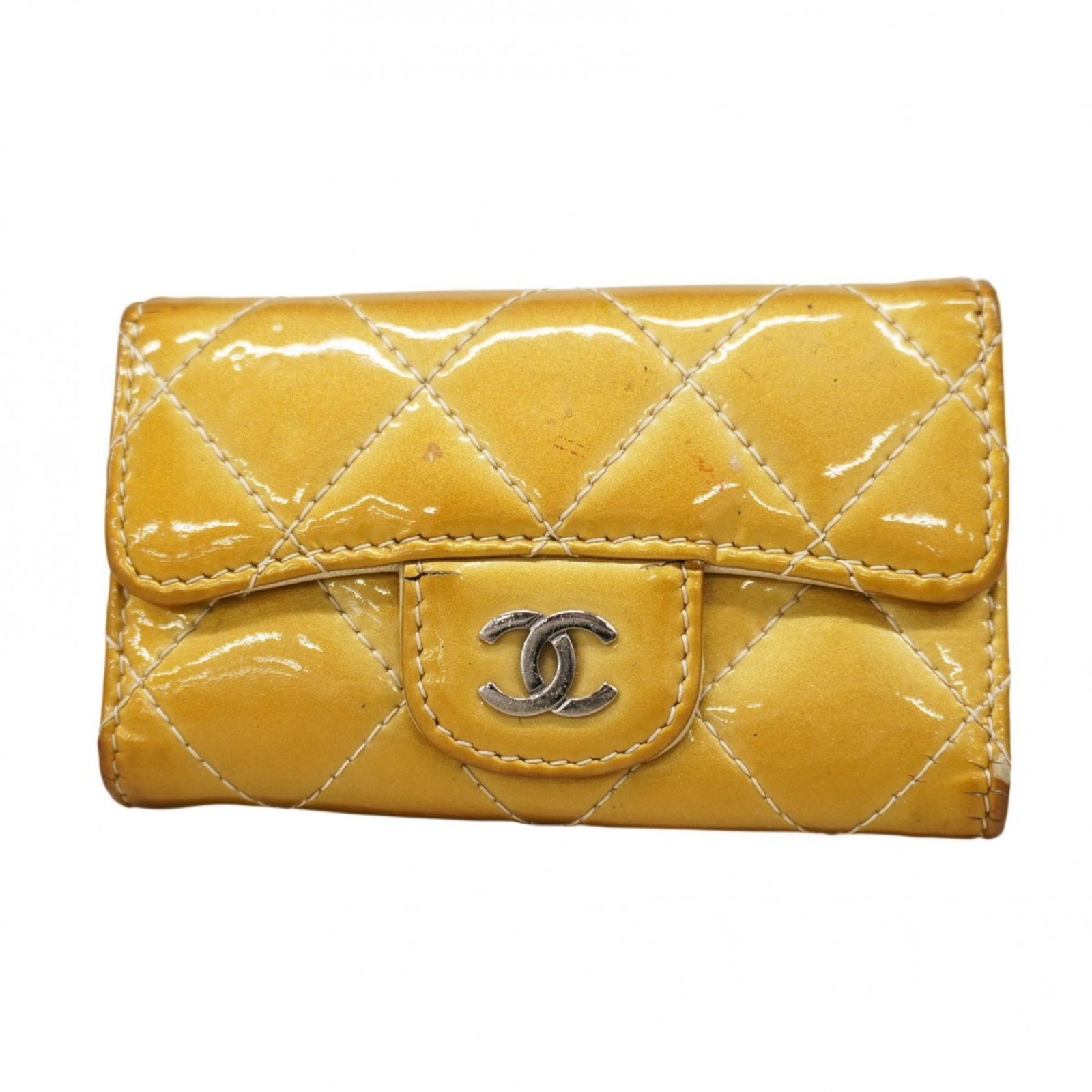 シャネル Chanel シャネル キーケース マトラッセ パテントレザー ベージュ レディース