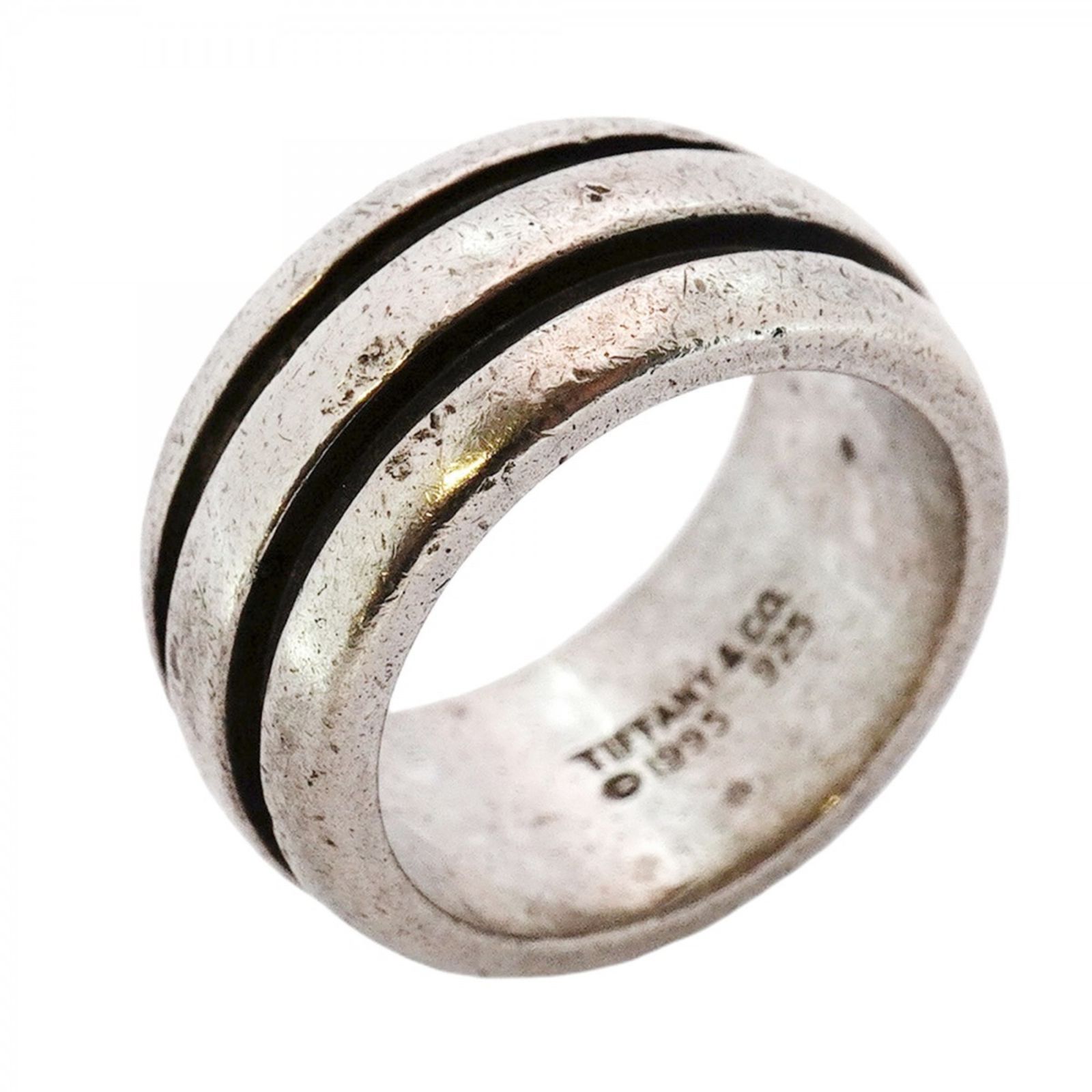 美品 TIFFANY ティファニー グルーブド ダブルライン シルバーリング ティファニー(Tiffany) ティファニー リング グルーブド ダブルライン