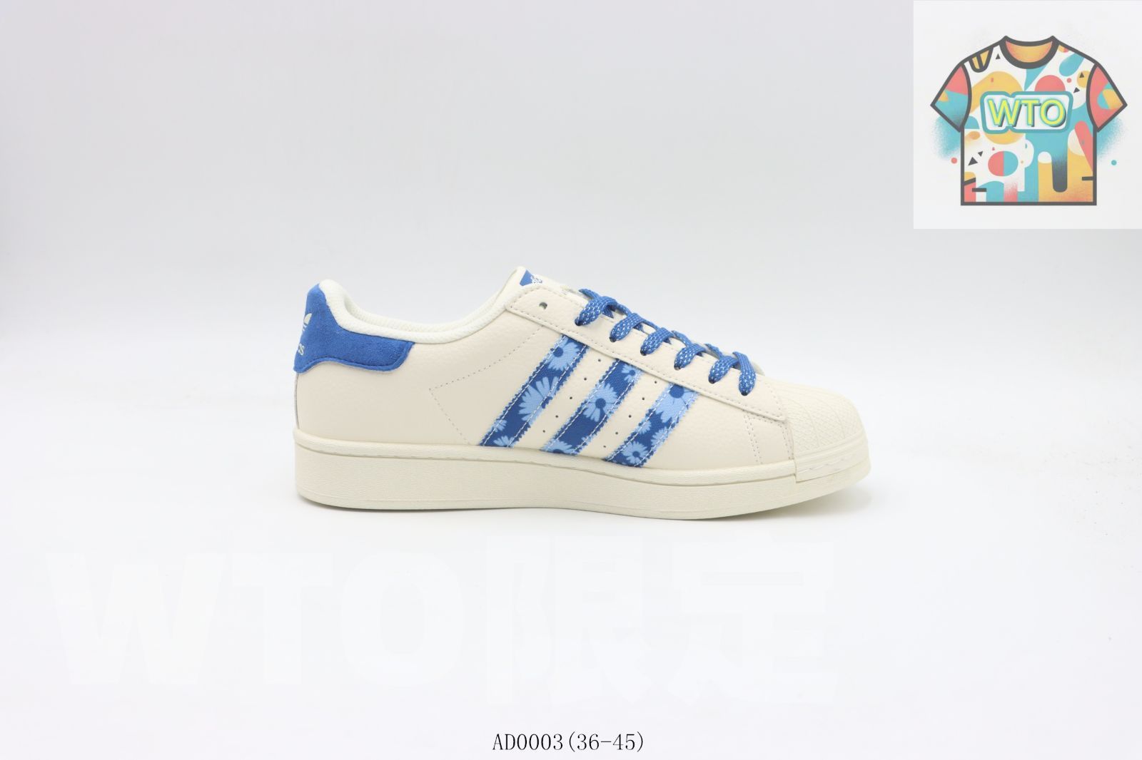 今日 Adidas アディダス シェルトップ スケートシューズ AD 0003 ホワイトブルー デイジー-WTO輸入2