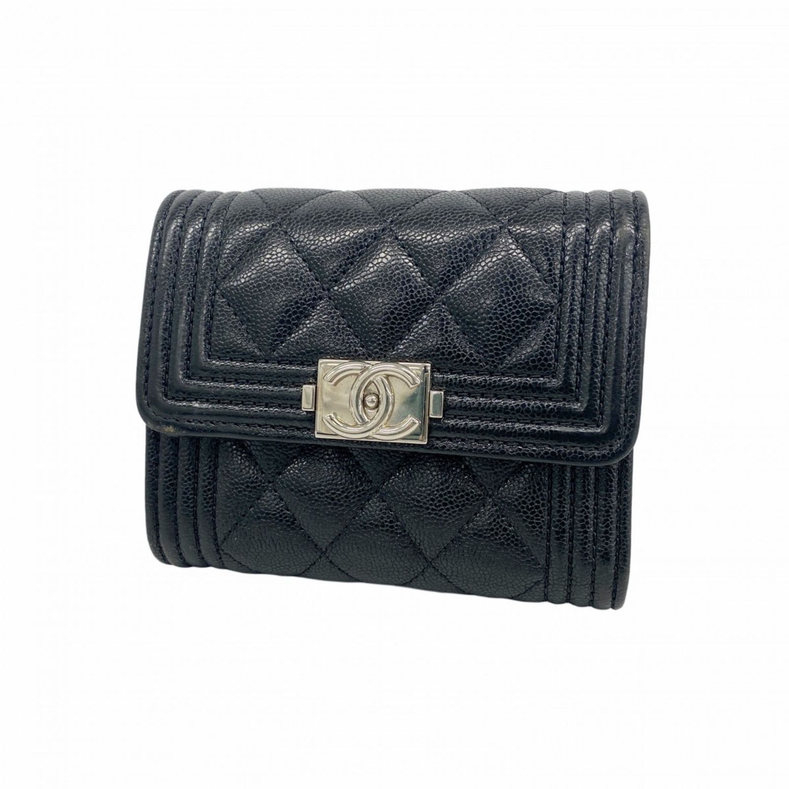シャネル(Chanel) シャネル 三つ折り財布 ボーイシャネル キャビア