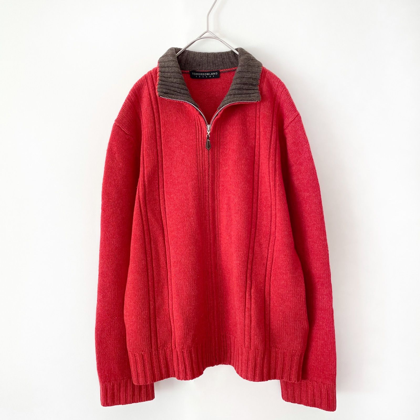 TOMORROWLAND tricot ウール100％ ドライバーズニット M レッド