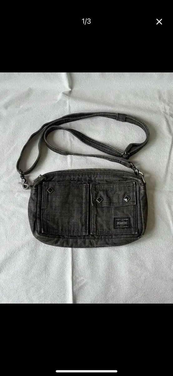吉田ポーター オンス コットン ブラックデニム ショルダーバッグ クロスバッグ