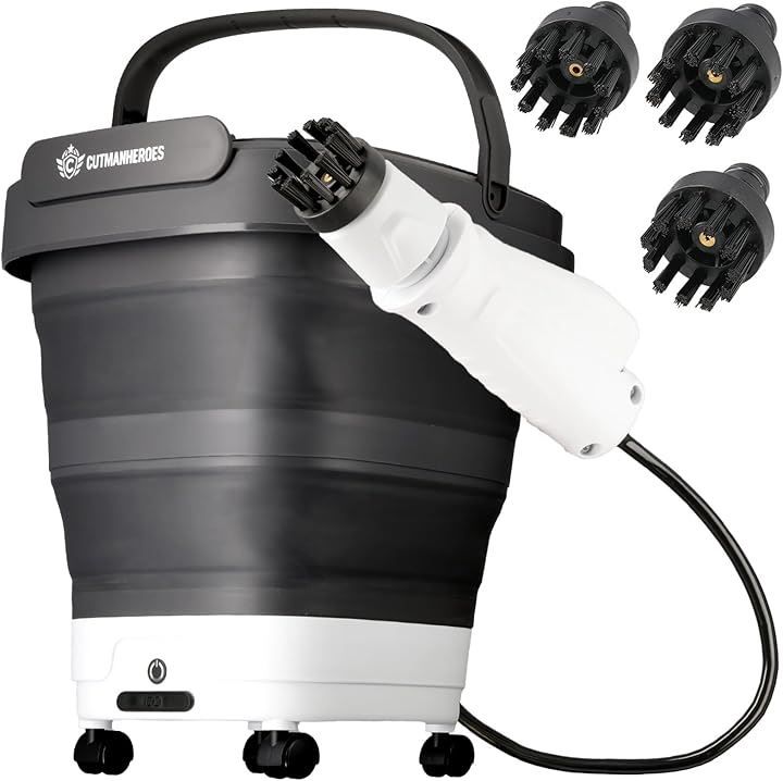 CUTMAN HEROES スペック プロ清掃会社でも使用高圧洗浄機 軽量 コードレス 家庭用 ポータブル 折りたたみ キャスター付き ベランダ 玄関 大掃除 網戸 自転車 洗車 アウトドア 電動ブラシ3種付属 バッテリー搭載 グレー