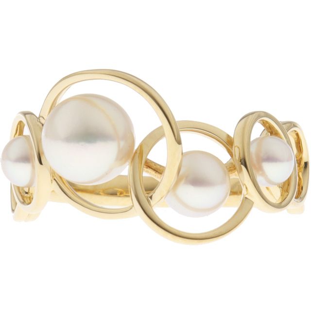 仕上げ済 タサキ TASAKI 田崎 エニーマ パール リング 約14号 K 18 YG イエロー ゴールド あこや真珠 R-4393-18 KYG enima ring レディース ジュエリー 指輪 約 14号 ブランド 8715