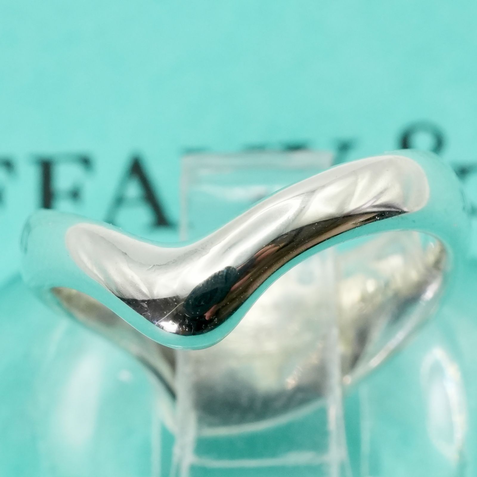 極美品7号 ティファニー カーブド ハート ウェーブ リング/25-1913S